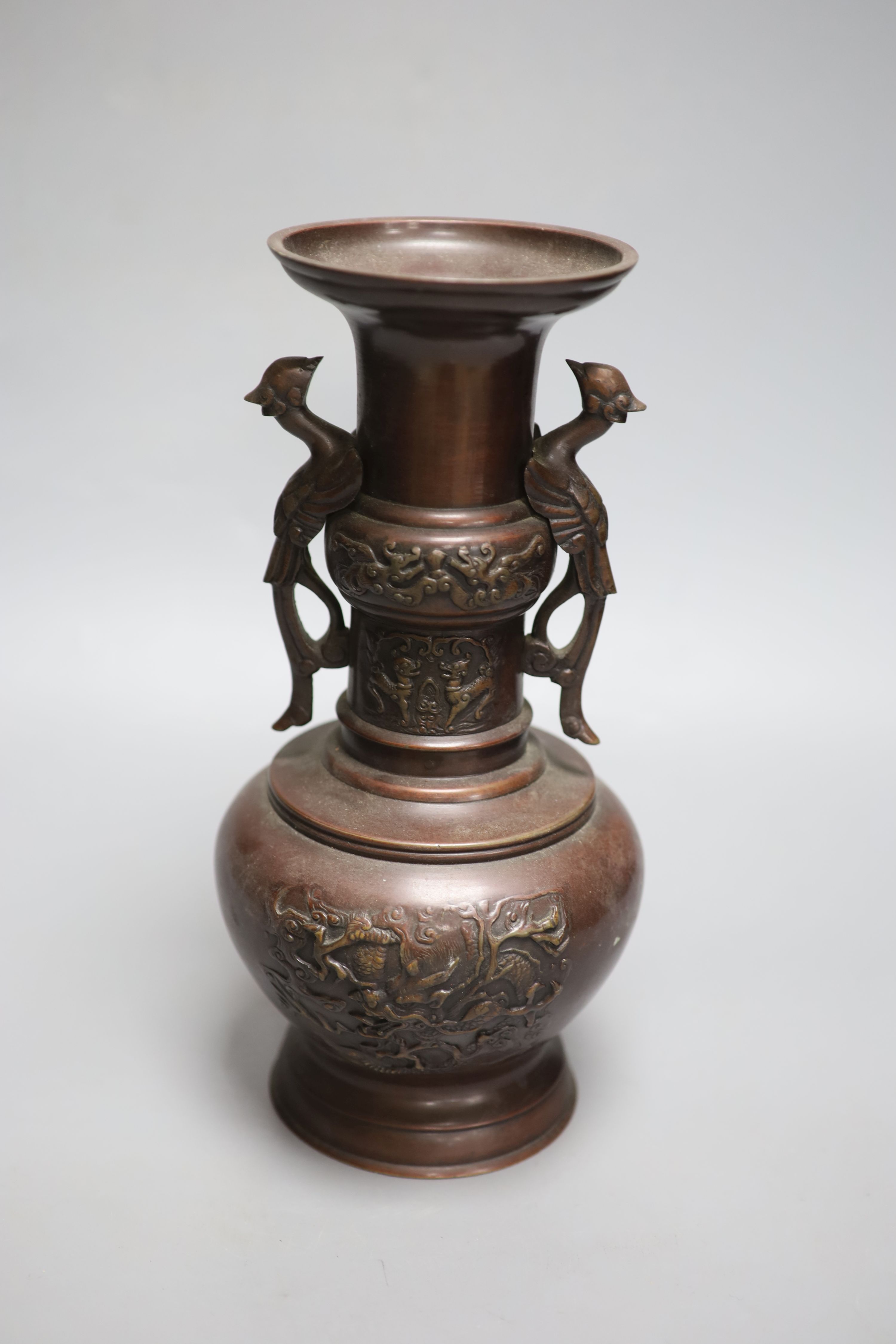 A 19th century Japanese cast bronze archaistic vase, height 30cm